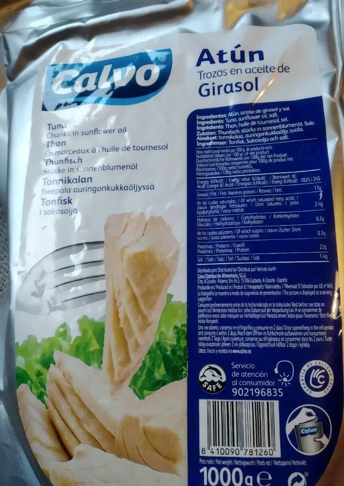 Calvo 1000 / 950G Tonnikala Auringonkukkaöljyssä