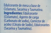 Edulcorante de mesa a base de ciclamato, sacarina y taumatina