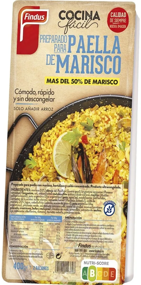 Preparado de mariscos para paella tradicional