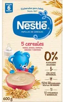 Papilla de cereales azúcares añadidos y sin aceite