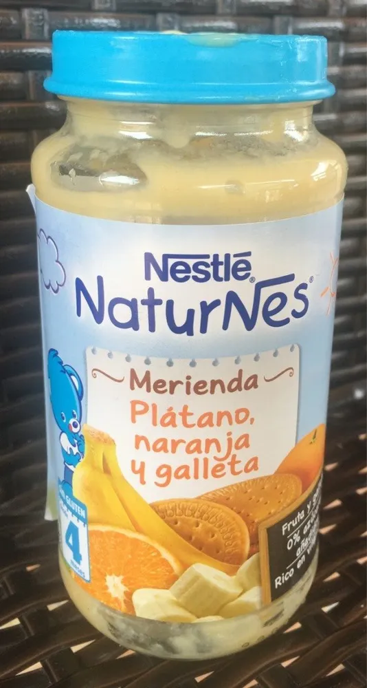 Naturnes merienda plátano, naranja y galleta