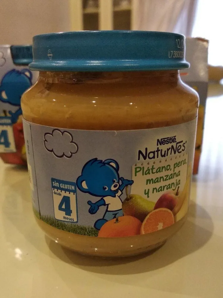 Potito plátano, pera, manzana y naranja