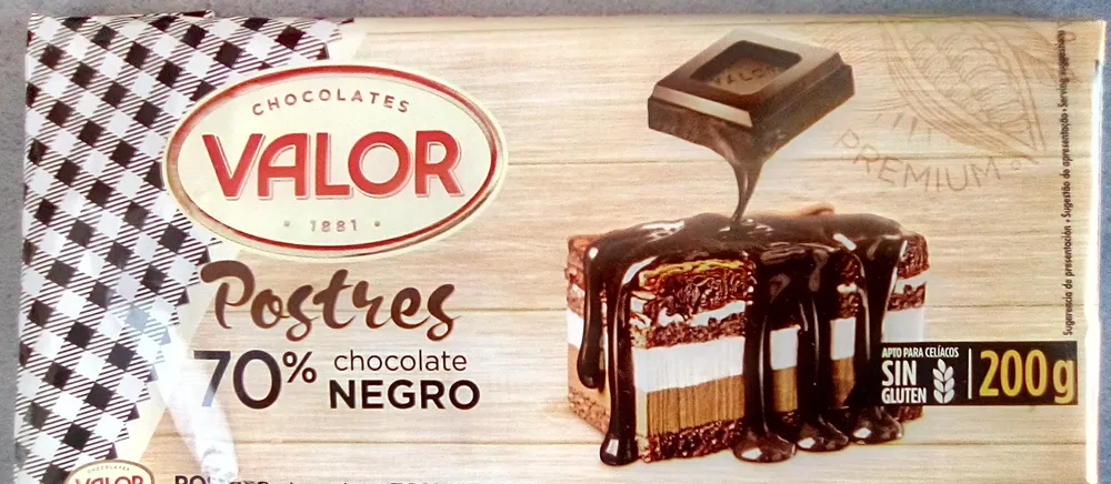 Postres chocolate negro sin gluten
