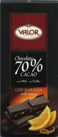 Chocolate negro 70% cacao con naranja