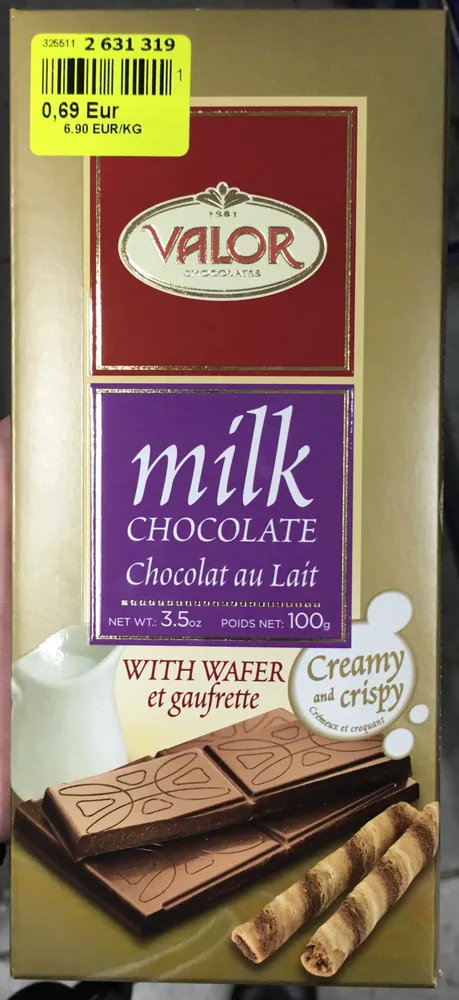 Chocolat au lait et gaufrette