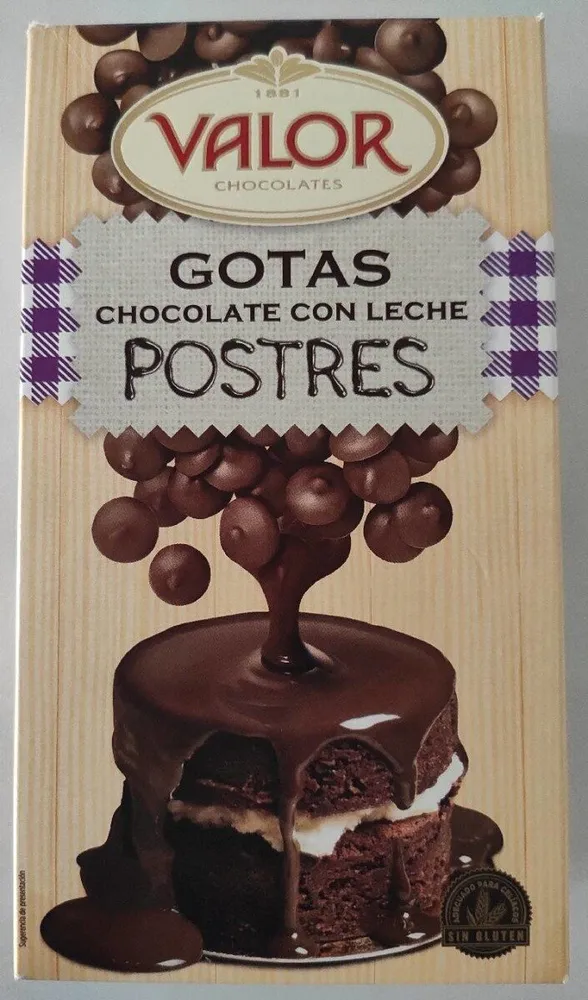 Gotas chocolate con leche postres