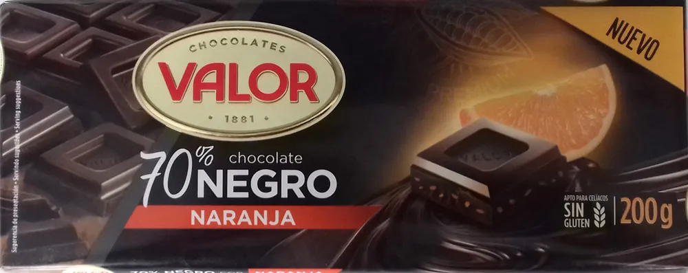 Valor Chocolate negro 70% con naranja