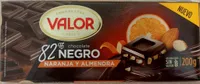 Valor Chocolate negro 82% con naranja y almendra