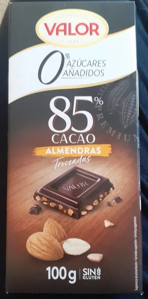 Chocolate valor 85% con almendras