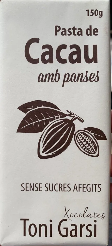 Pasta de cacau amb panses