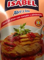 Filete de atún con tomate y pimientos abrir y