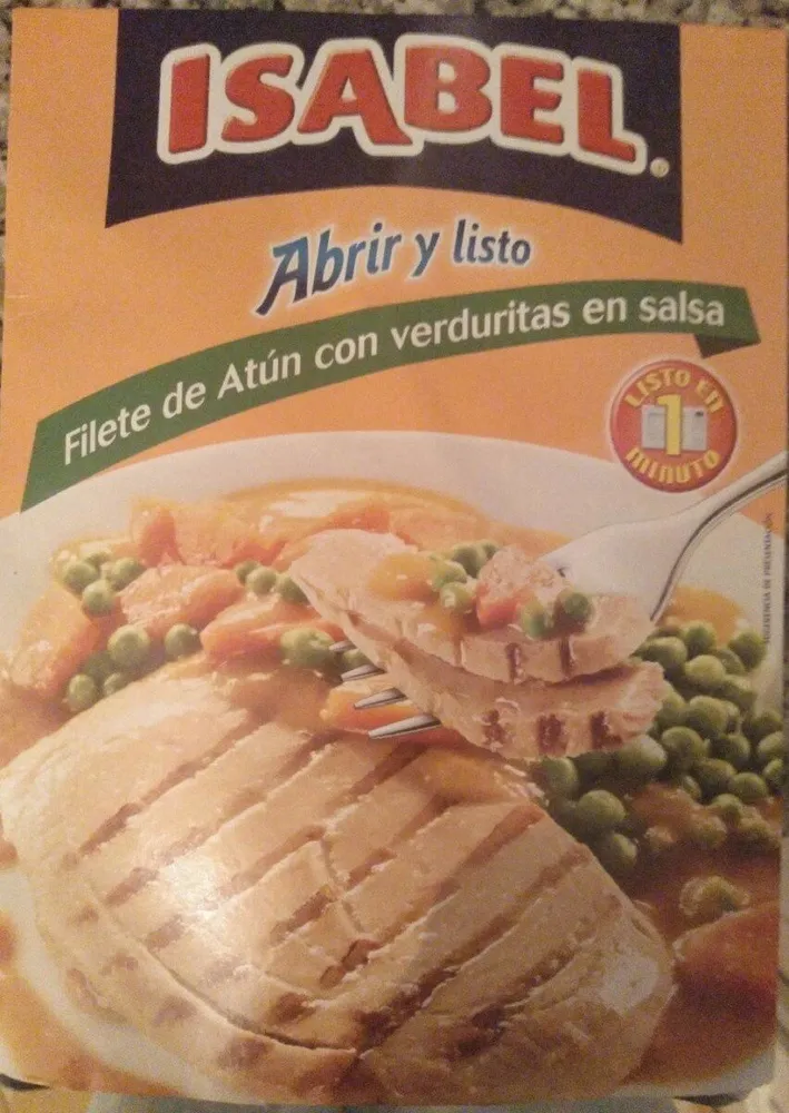 Filete de atún con verduritas en salsa