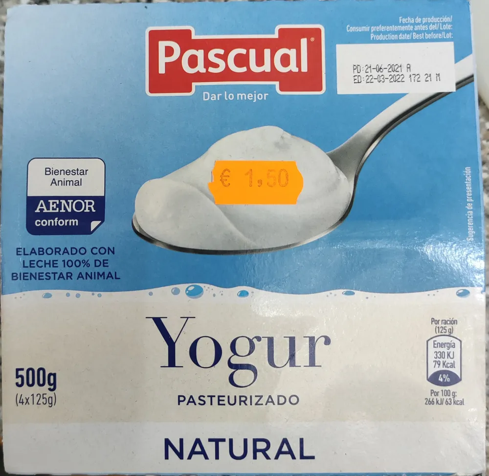 Yogur Pasteurizado Natural