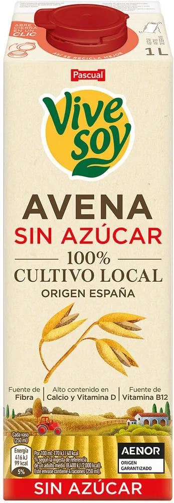 Vivesoy avena sin azúcar