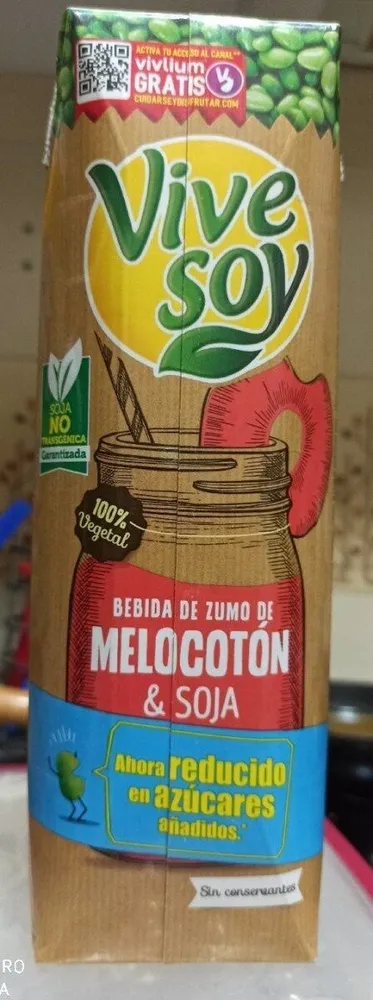 Bebida de zumo de melocotón y soja