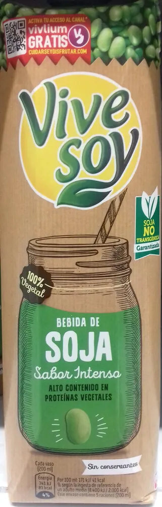 Bebida de soja sabor intenso alto contenido proteínas vegetales