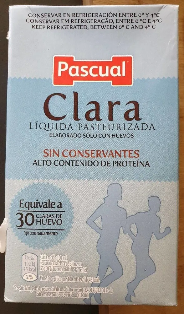 Clara líquida pasteurizada