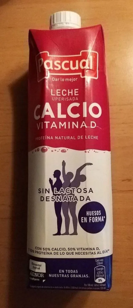 Leche sin lactosa desnatada calcio