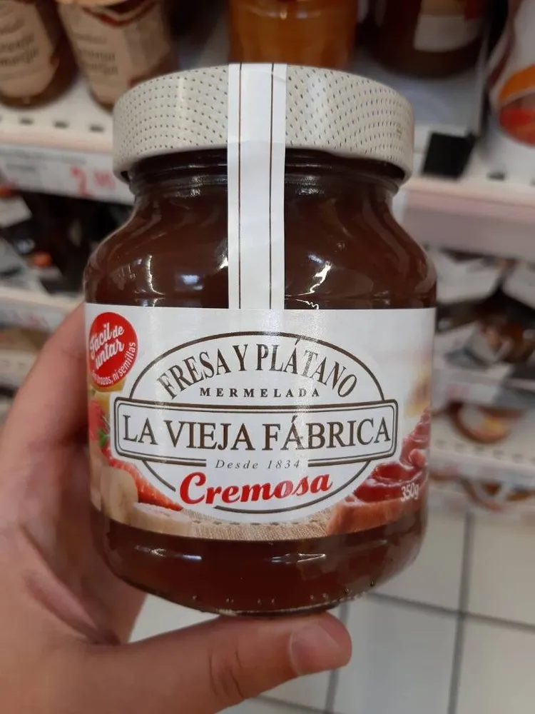 Cremosa mermelada de fresa y plátano
