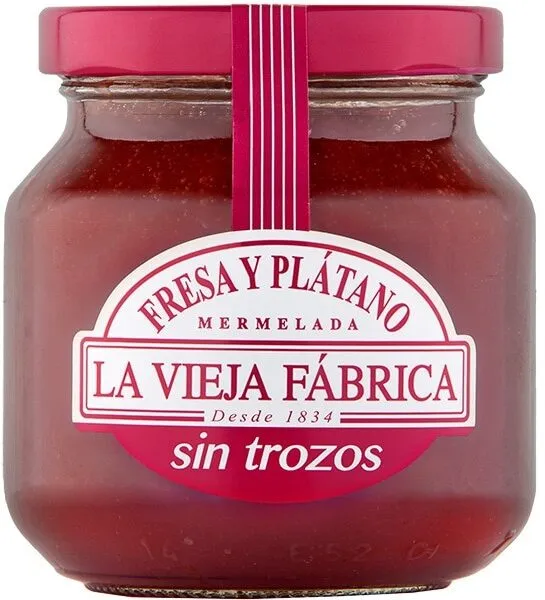 Mermelada de fresa y plátano sin trozos