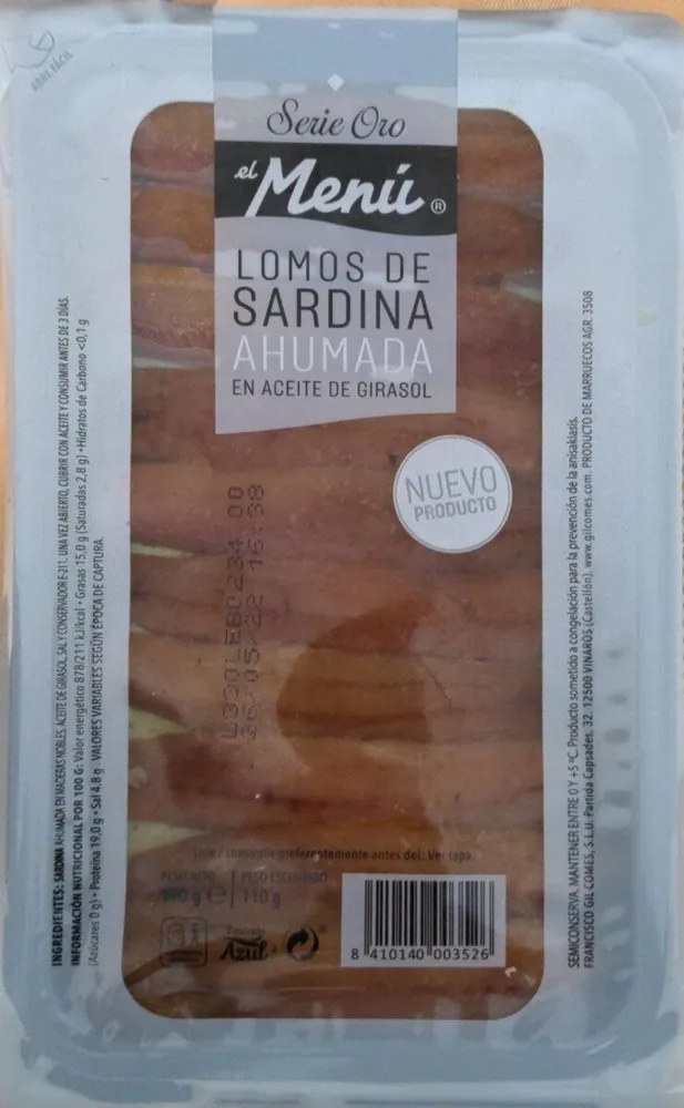 Lomos de sardina ahumada en aceite de girasol