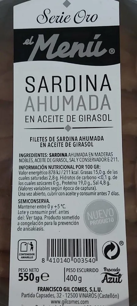 Sardina ahumada en aceite de girasol