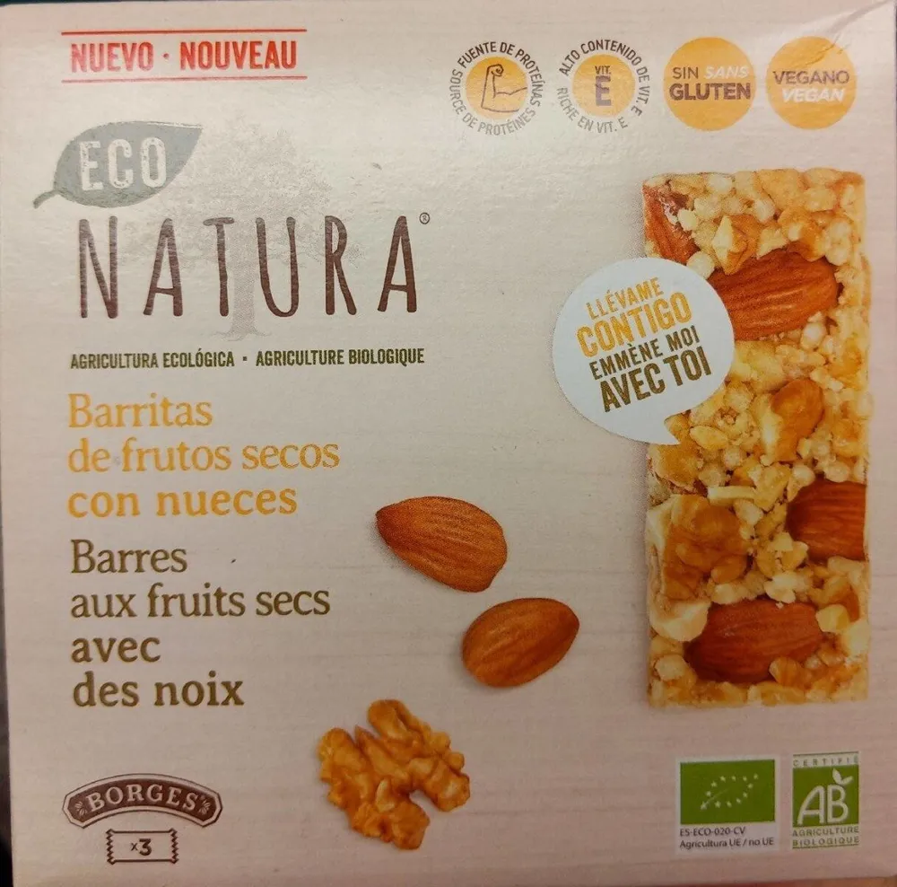 Barritas de frutos secos con nueces