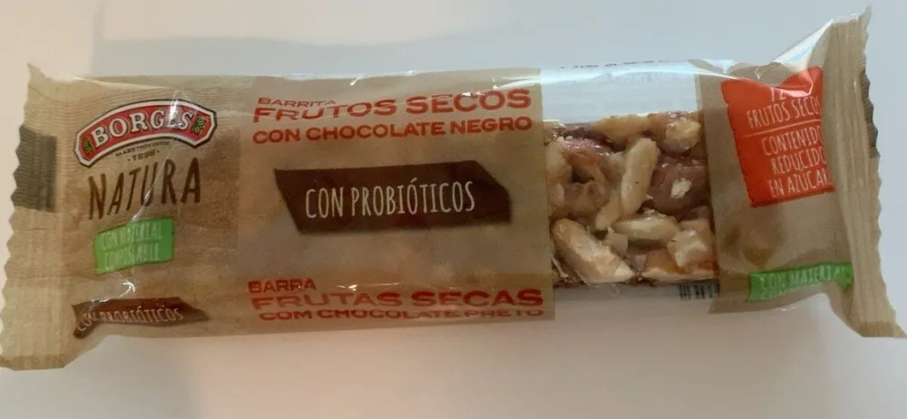 Barrita frutos secos con chocolate negro
