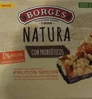 Barritas frutos secos con chocolate negro