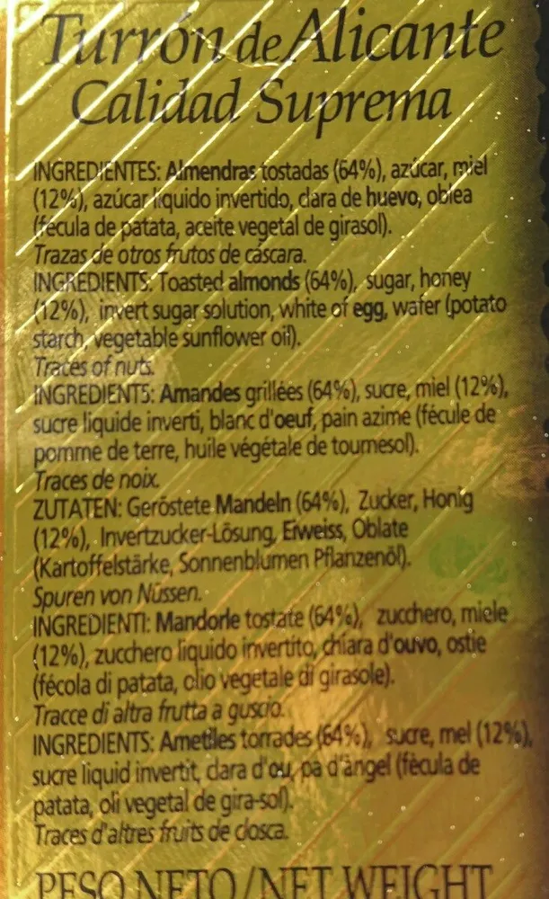 Turron Alicante Etiquette Noire