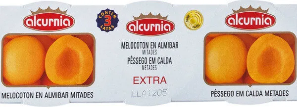 Melocotón almíbar mitades latas