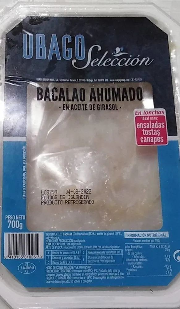 BACALAO AHUMADO EN ACEITE DE GIRASOL
