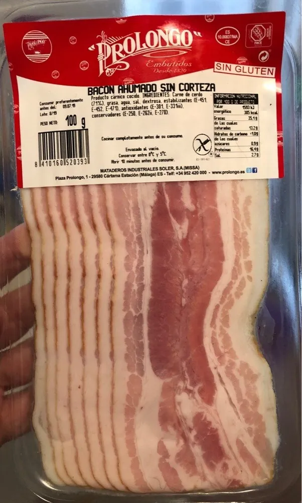 Bacon Ahumado Sin Corteza
