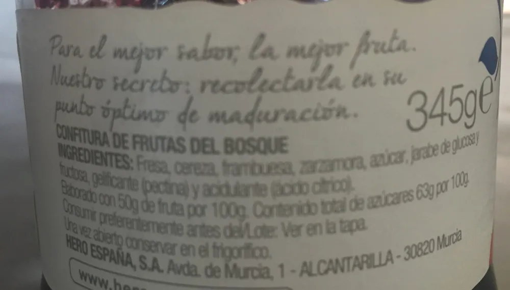 Confitura de frutas del bosque