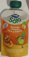 Naranja, plátano, pera y galleta
