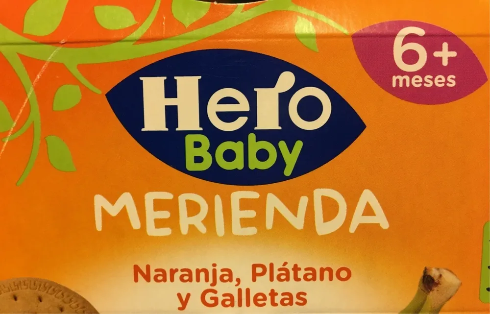 Merienda naranja, platano y galletas