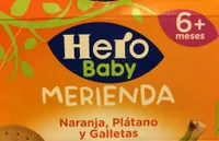 Merienda naranja, platano y galletas