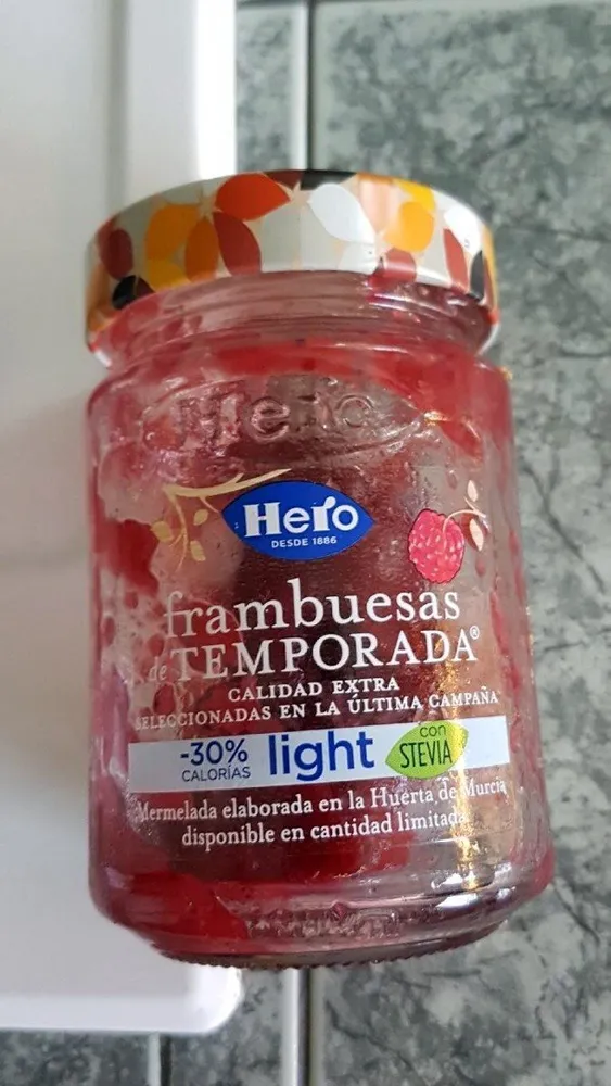 Mermelada de frambuesas de temporada light