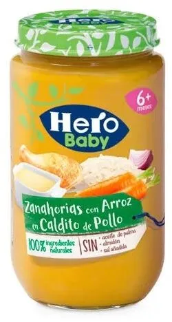Zanahorias con arroz en caldo de pollo