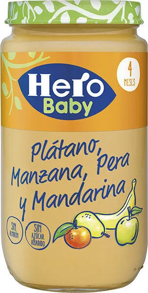 Tarrito de plátano, manzana, pera y mandarina