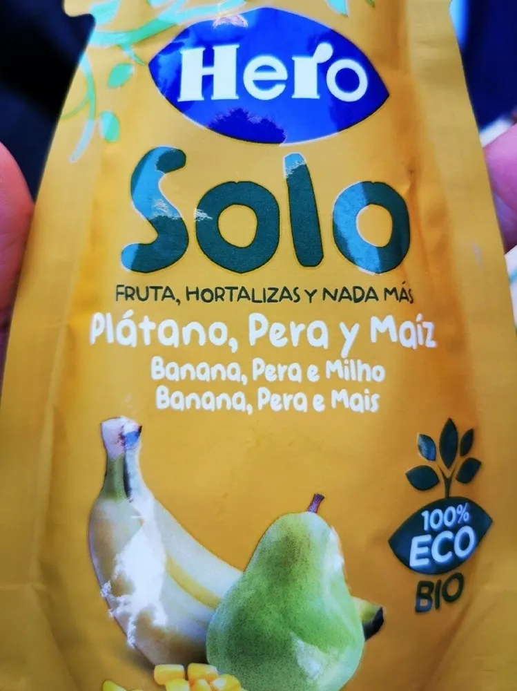 Solo plátano, pera y maíz