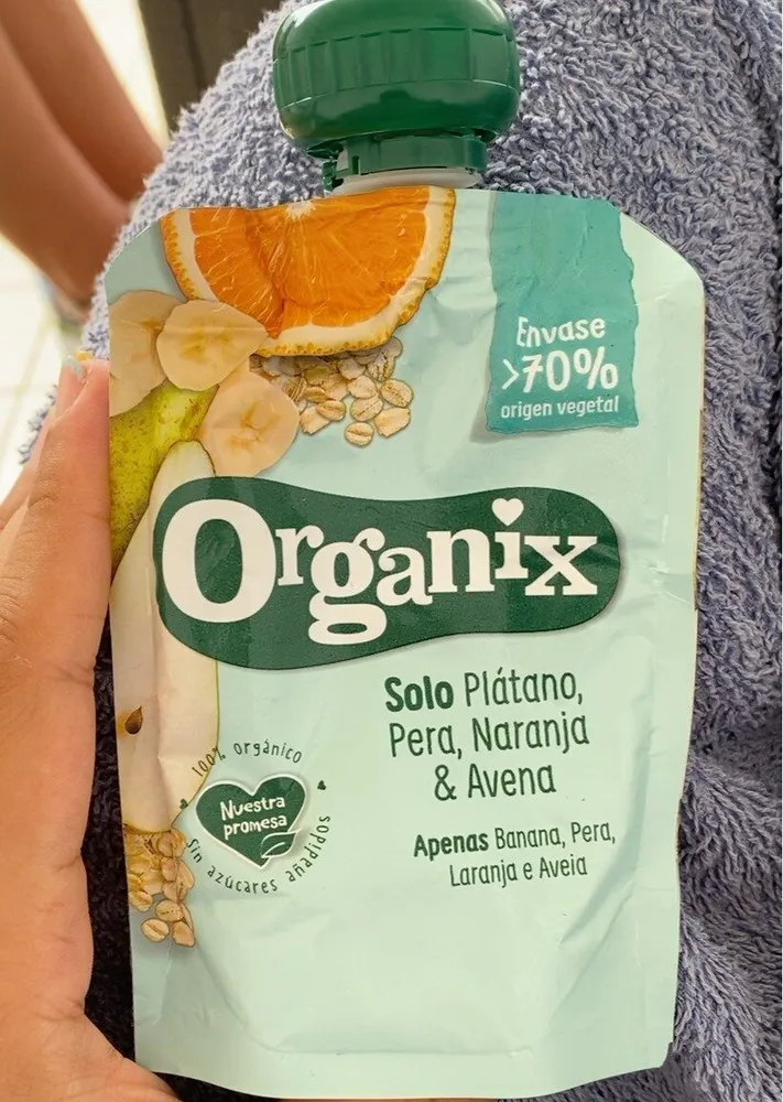 Platano, naranja, pera y avena