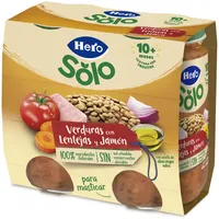 Verduras con lentejas y jamón