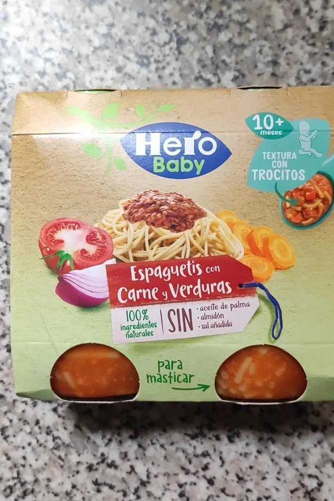 Espaguetis con carne y verduras