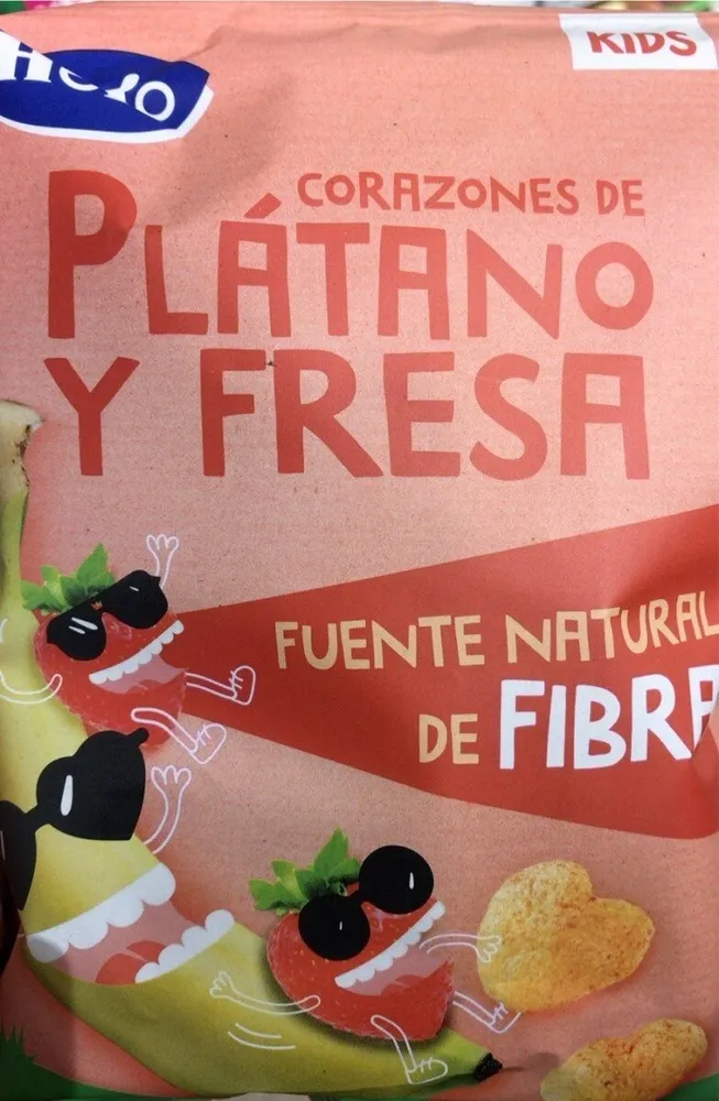 Corazones platano y fresa