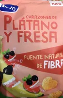 Corazones platano y fresa