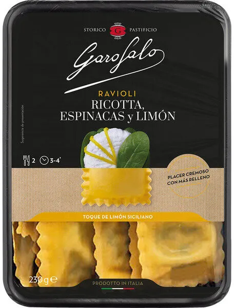 Ravioli Ricotta espinacas y limón