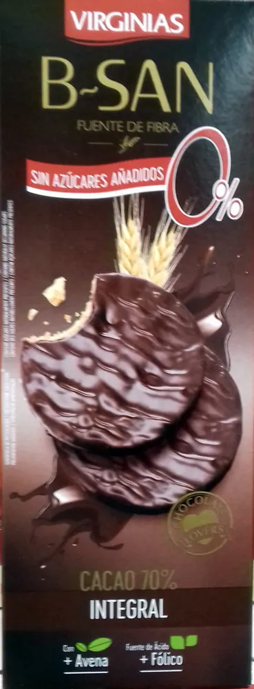 Galletas B-SAN Integral Chocolate sin azúcares añadidos