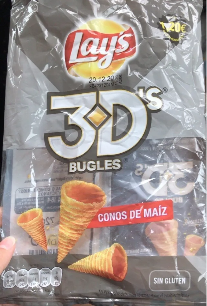3D's bugles, conos de maíz