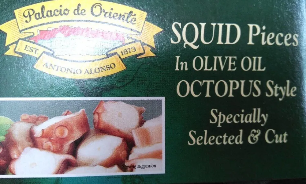 Squid pieces in olive oil